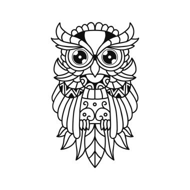 Siyah ve beyaz çizgili baykuş vektör çizimi