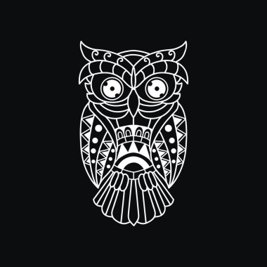 Siyah ve beyaz çizgili baykuş vektör çizimi