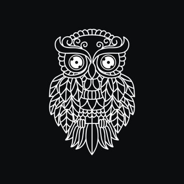 Siyah ve beyaz çizgili baykuş vektör çizimi