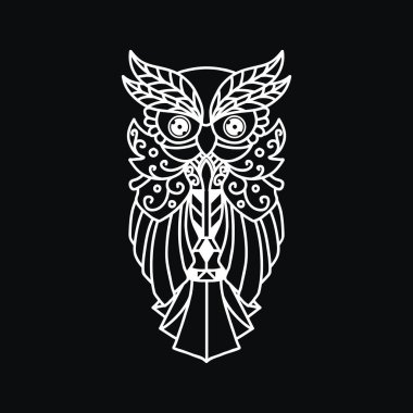 Siyah ve beyaz çizgili baykuş vektör çizimi