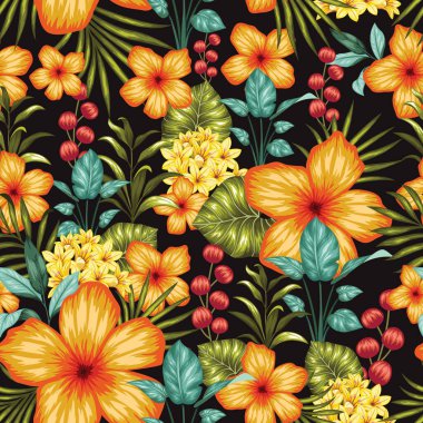 Gerçekçi renkli çiçek pürüzsüz, tekstil baskı tasarımı