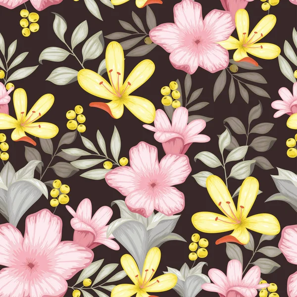 Realistiska Färgglada Blommig Sömlös Textil Print Design — Stock vektor