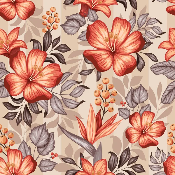 Realistiska Färgglada Blommig Sömlös Textil Print Design — Stock vektor