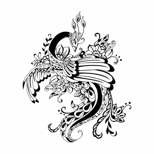 美丽的手绘孔雀 — 图库矢量图片