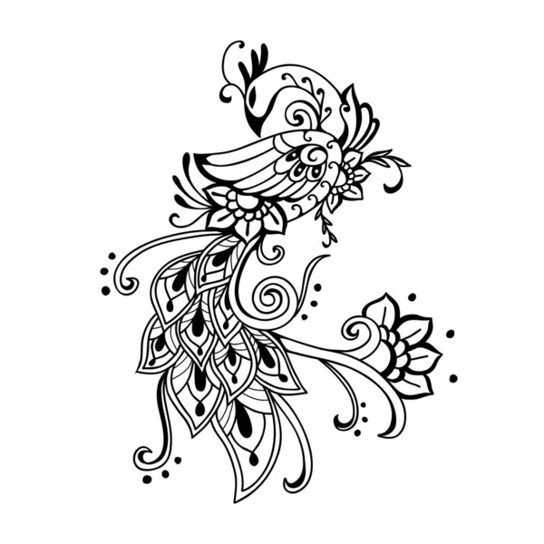 Beautiful Hand Drawn Peacock — Stock Vector