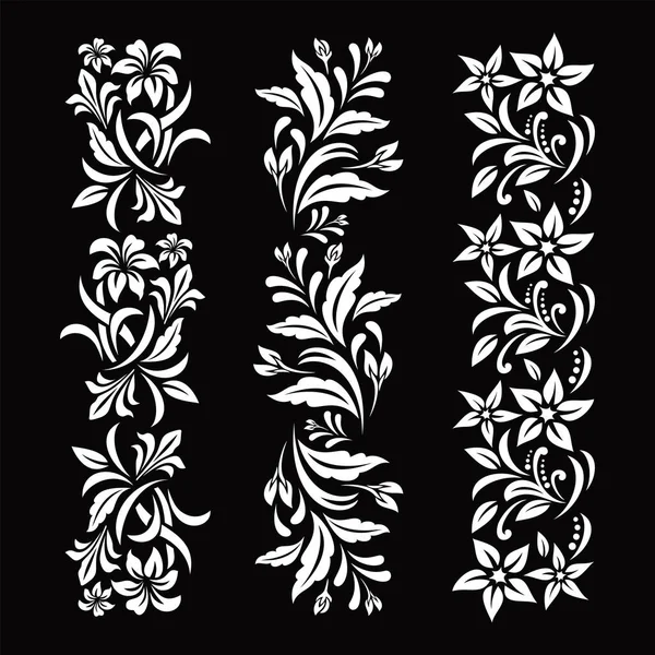 Lima Corte Floral Blanco Negro Con Diseño Tatuaje Temporal — Archivo Imágenes Vectoriales