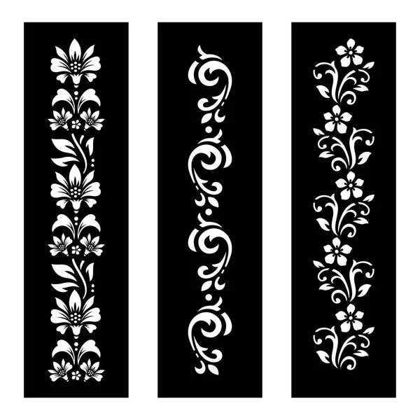 Arquivo Corte Floral Preto Branco Com Design Temporário Tatuagem — Vetor de Stock