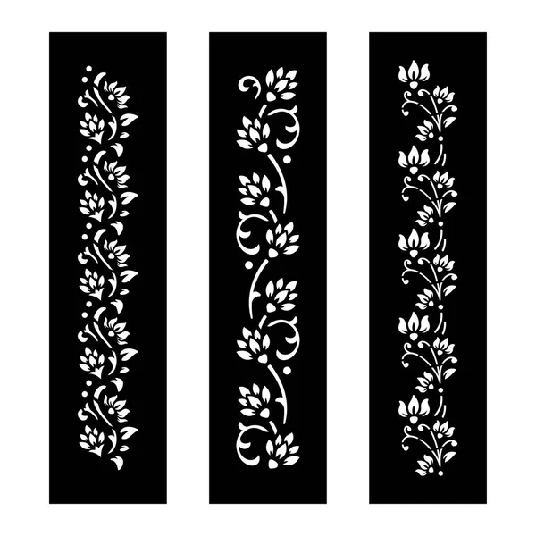 Чорно Білий Квітковий Вирізаний Файл Тимчасовим Дизайном Татуювання — стоковий вектор
