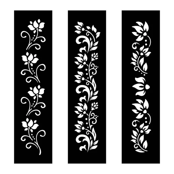 Fichier Coupe Floral Noir Blanc Avec Design Tatouage Temporaire — Image vectorielle