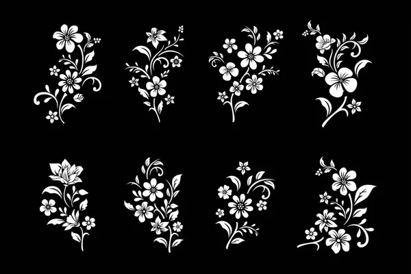 Набір Чорно Білих Квітів — стоковий вектор
