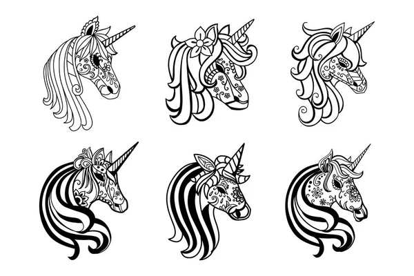Set Sederhana Ilustrasi Unicorn - Stok Vektor