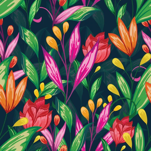 Beau Motif Floral Vintage Sans Couture — Image vectorielle