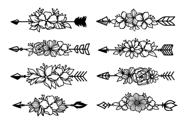 一套有花束的民族之箭 — 图库矢量图片