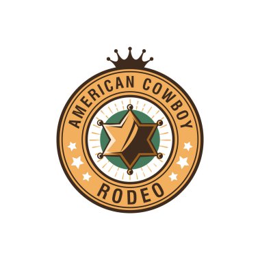 Vektör kovboy rodeosu klasik amblemler, etiketler, rozetler ve logolar