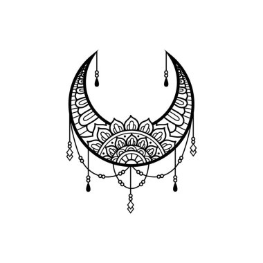 Hilal ay mandala tarzı, ay süsleme elementleri koleksiyonu