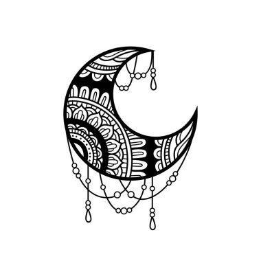 Hilal ay mandala tarzı, ay süsleme elementleri koleksiyonu