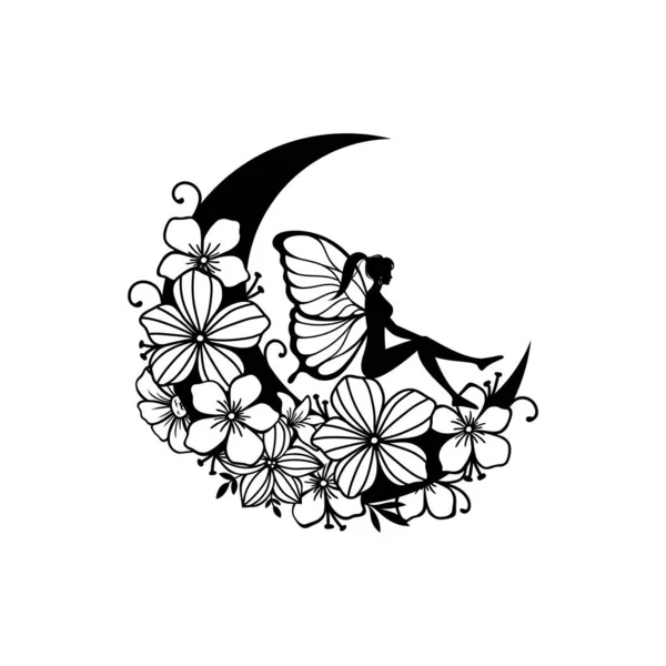 Set Fairy Crescent Moon Illustration — Stock vektor