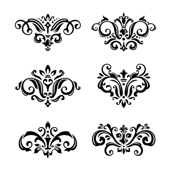 Állítsa Damask Stencil Fehér Alapon — Stock Vector