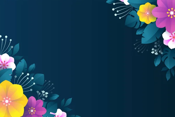 Fondo Floral Colorido Con Diseño Plano — Vector de stock