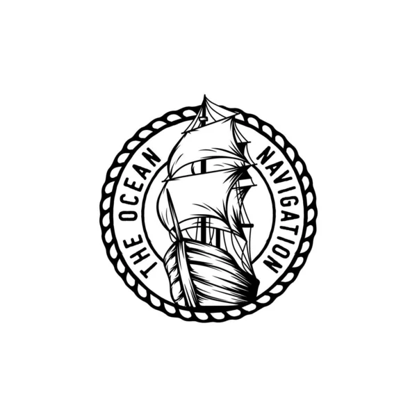 Sailing Badges Labels Emblems Logo — Stok Vektör