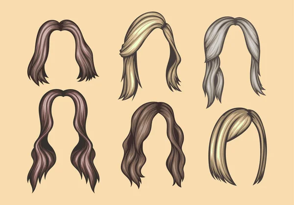 Set Variety Women Hairstyles — Stock Vector