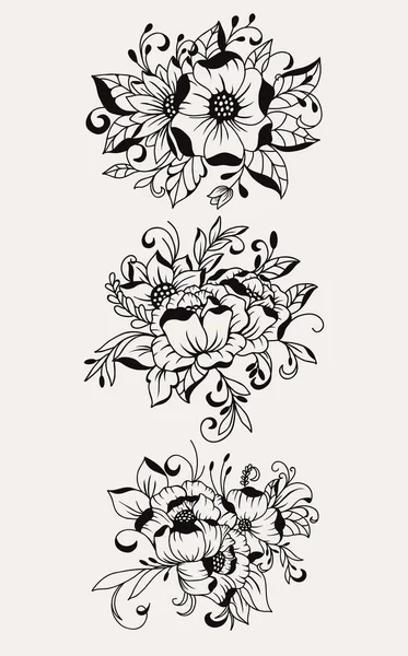 Schöner Von Hand Gezeichneter Blumenstrauß — Stockvektor