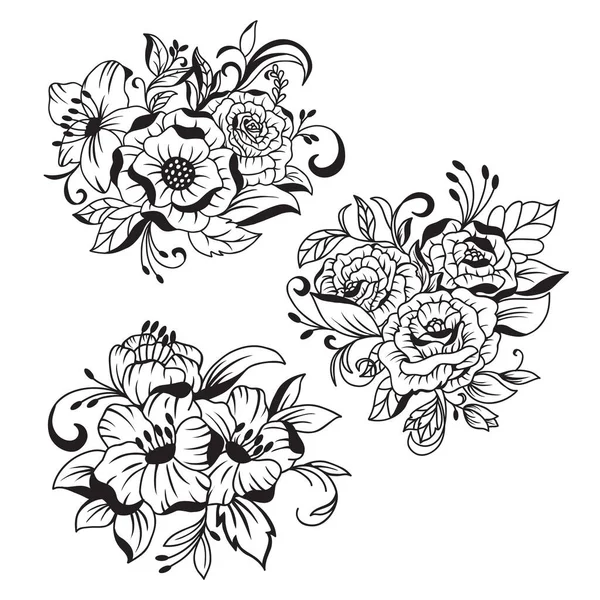 Piękny Ręcznie Rysowane Bukiet Kwiatów — Wektor stockowy