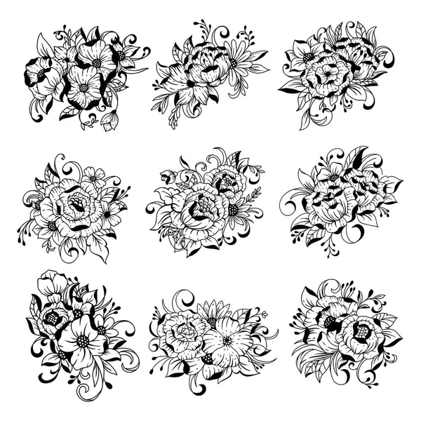 Beautiful Hand Drawn Bouquet Flowers — Stock Vector