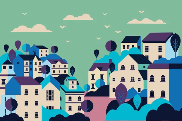 Peyzaj düz tasarım çizimi