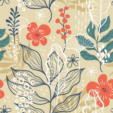 Çiçeksiz desenlerin vektör çizimi