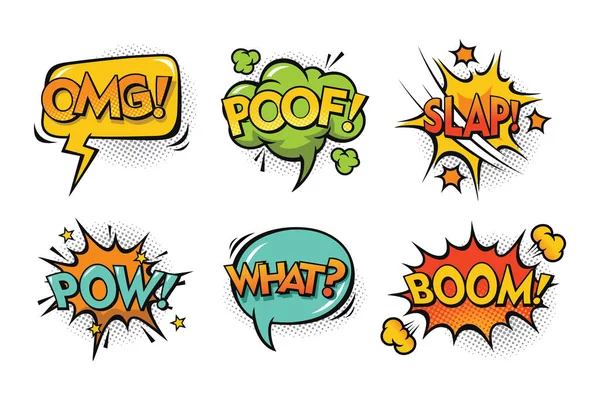 bir dizi komik kabarcıklar ve öğeleri noktalı resim gölgeler