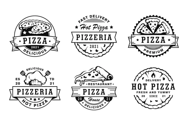 Klasik pizza rozetleri, amblemler ve logolar.