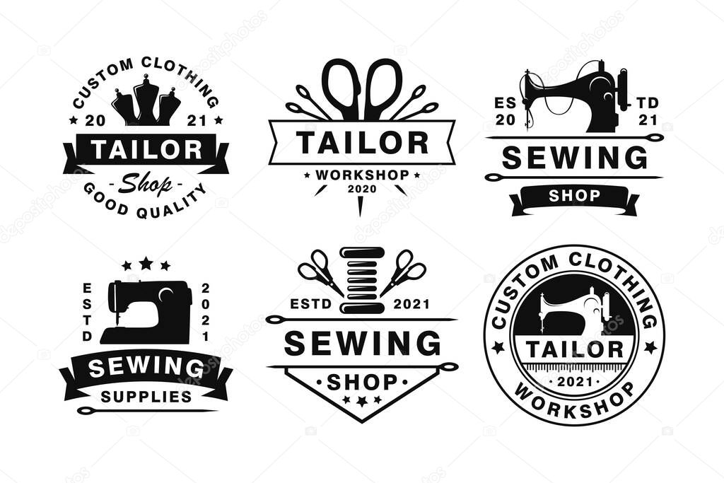 Set of vintage tailor badges, emblems and logo