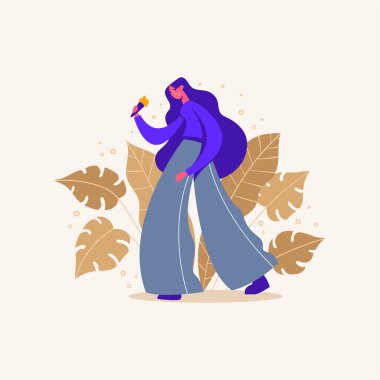 Düz dizayn edilmiş, kadın karakterli uzun saç çizimi.