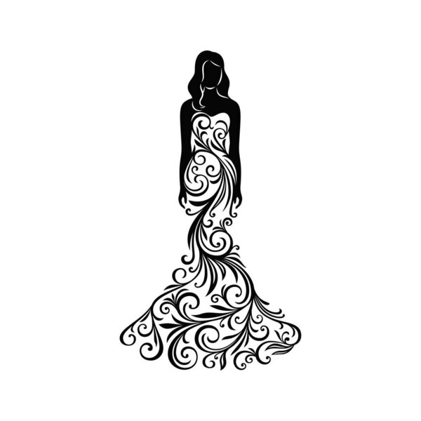 Silhouette ornament Woman in dress for wedding  decoration