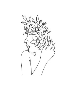 Kadın ve Çiçek Çizgisi Sanatı