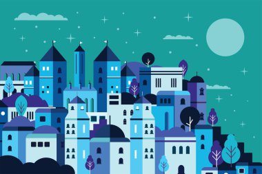 Peyzaj düz tasarım çizimi