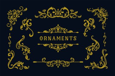 Set of Vintage border element clipart