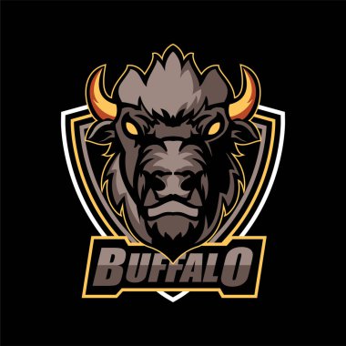 Esport için Buffalo baş maskotu logosu tasarımı
