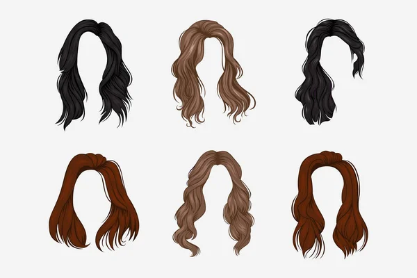 Set Variety Women Hairstyles — Stock Vector