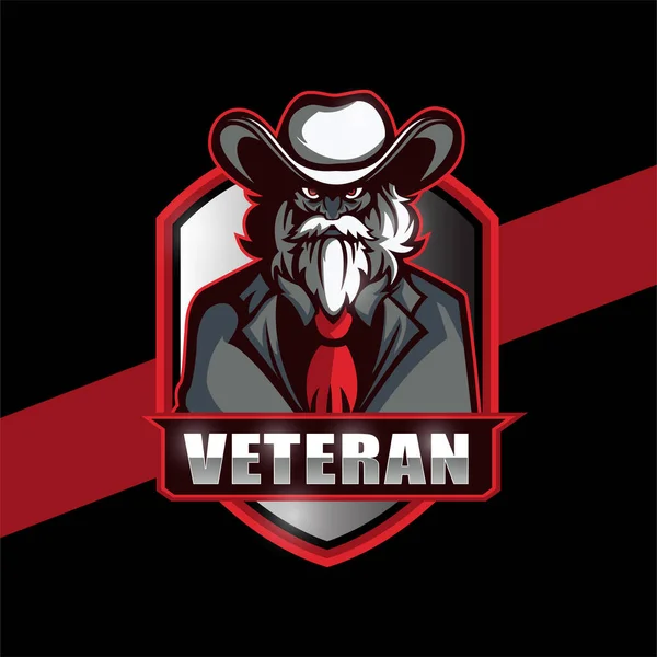 Old Man Sheriff Mascot Logo Design Esport — 图库矢量图片