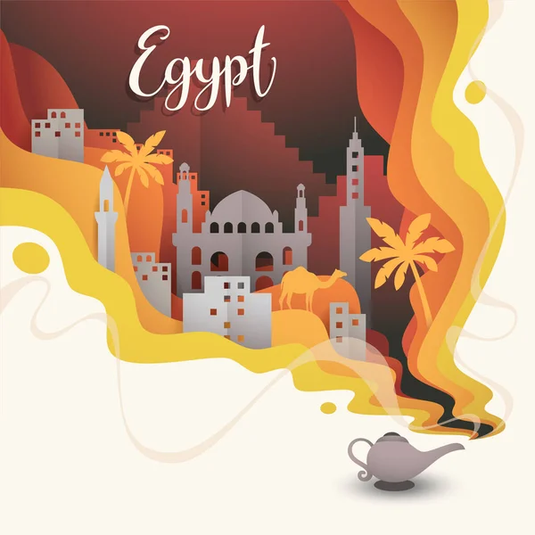 Creative Travel Рекламная Иллюстрация Египет Баннеров Флаеров — стоковый вектор