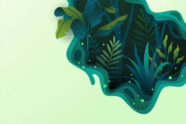 Fondo Con Bosque Plantas Tropicales — Vector de stock