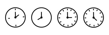Mobil Vektör Zamanı ve Saat simgeleri seti. Saat simgesi koleksiyonu tasarımı. Yatay analog saat simgesi seti.
