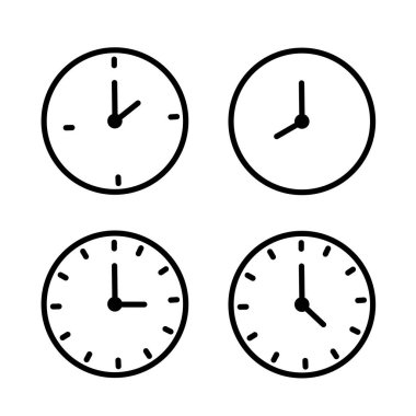 Mobil Vektör Zamanı ve Saat simgeleri seti. Saat simgesi koleksiyonu tasarımı. Yatay analog saat simgesi seti.