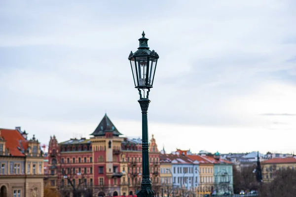 Linterna Calle Vista Panorámica Arquitectura Ciudad Vieja Praga República Checa — Foto de Stock