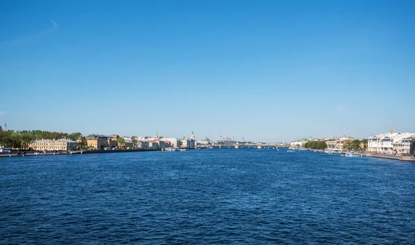 Panorama Saint Petersburg Russia Neva River Embankment City Blue Sky — Stock Photo, Image