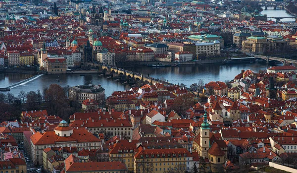 Вид Крышу Над Историческим Центром Праги Чешская Республика Пражский Град — стоковое фото