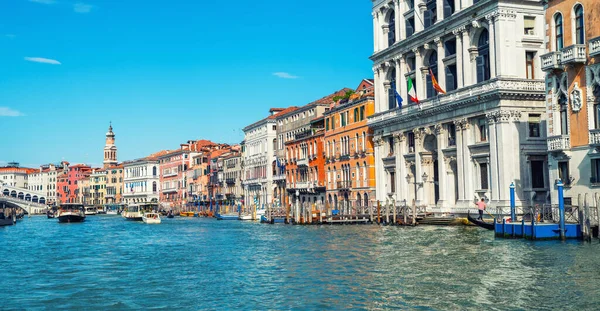 Colorful Facades Old Medieval Houses Venice Italy View Canal Boats — 스톡 사진