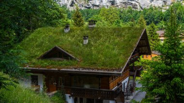 İsviçre 'nin İsviçre Alplerinde Lauterbrunnen' in harika dağ köyü..